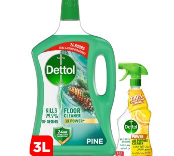 Dettol Pine Anti-Bacterial Power Floor Cleaner 3 Litres + Dettol Lemon All Purpose Cleaner Trigger 500 ml