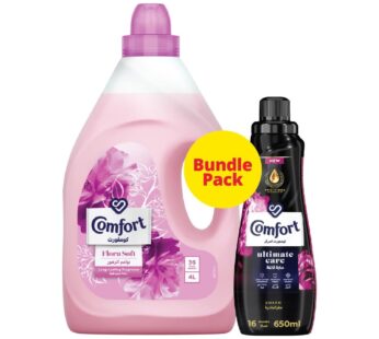Comfort Flora Soft Pink Fabric Softener 4 Litres + Ultimate Care Assorted 650 ml