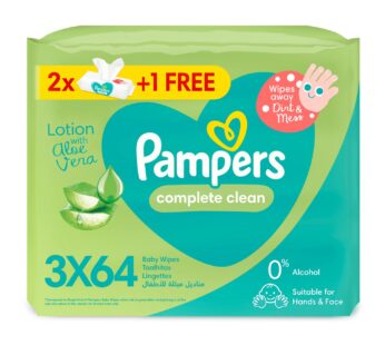 Pampers Complete Clean Baby Wipes with Aloe Vera Lotion for Hands & Face 64 pcs 2+1