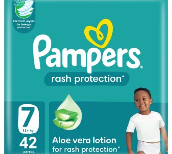 Pampers Rash Protection Taped Diapers, Size 7, 15+kg, Giant Pack, 42 pcs