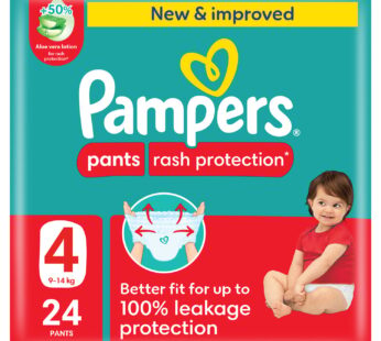 Pampers Rash Protection Pants Diapers, Size 4, 9-14kg, Value Pack, 24 pcs